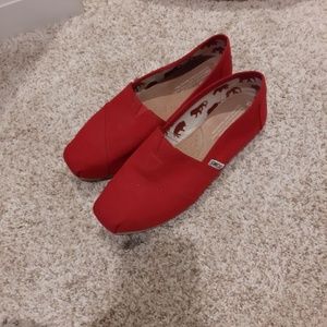 TOMS Red Canvas Loafers